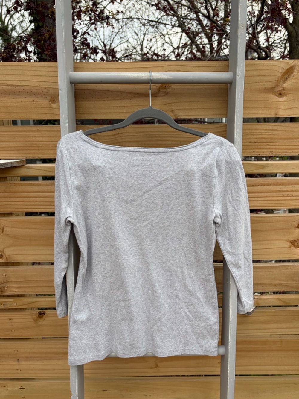 Talbots Light Gray Long Sleeve Boatneck Top